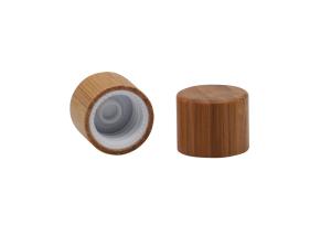 China 18 / 410 Plastic Screw Caps With Bamboo Covered For Essential Oil Bamboo Screw Cap wholesale