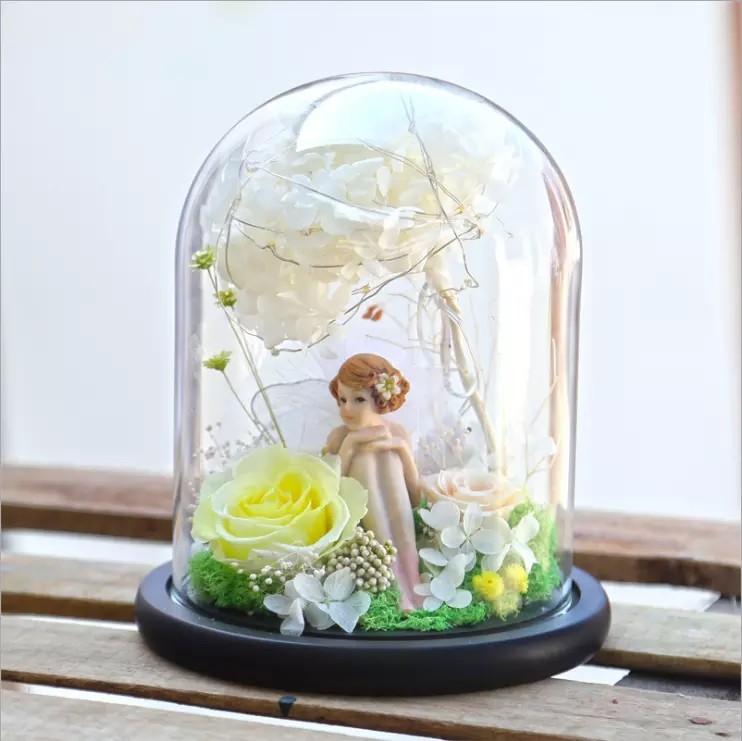 Beautiful Preserved Rose in Glass Dome flower arrangement for lover