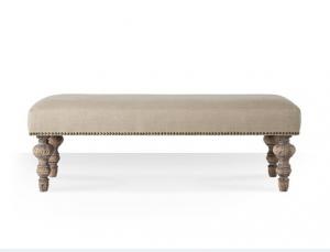China french vintage fabric upholstered wooden bench antique bedroom solid rustic wood benches on sale