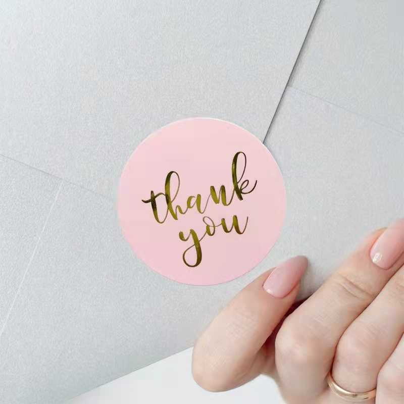 Rose Gold Round Self Adhesive Labels Round Logo Waterproof