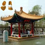 Glossy Wooden Gazebo Roof Tiles Asian Style Glazed Garden Tiled Roof Gazebo