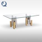 Modern SS Coffee Table Silver Gold With 12mm Clear Tempered Glass