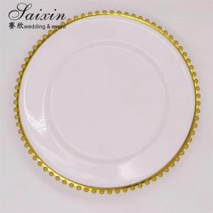 China Plastic Gold Beaded Acrylic Charger Plate Wedding Table Decoration Clear wholesale