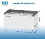 R290 Ice Cream Sliding Glass Top Chest Freezer 358 Liter Manual Defrost
