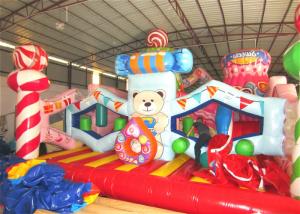 China Digital painting inflatable candy house fun city big inflatable Christmas candy themed amusement park on sale