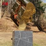 Custom Color Stainless Steel Outdoor Sculpture Large Abstract 24kt Gold Plated