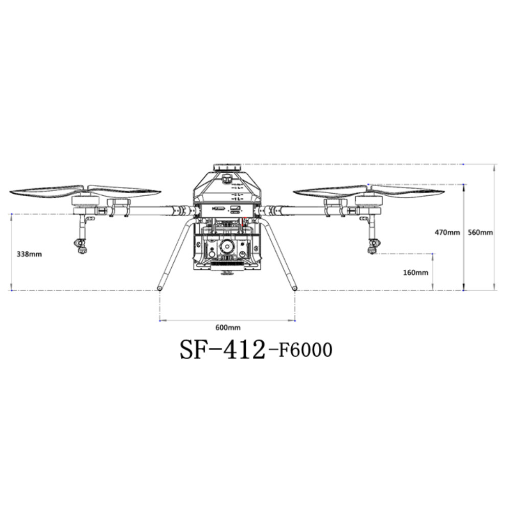 HXSF-412-6000 Oil Electric Multi Rotor 4 Rotor Hybrid Drone Agriculture Industrial