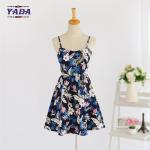 Summer new lady backless beach patterns casual loose t-shirt prom dress ladies