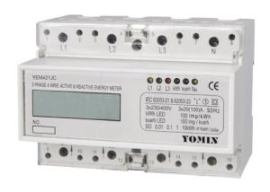 China 35mm Standard Kilowatt Hour Meter 3 Phase Four Wire DIN Rail , Active &amp; Reactive KWH Meter wholesale