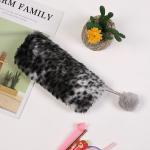 Creative Leopard Print Plush Pencil Case Cute School Bag Stationery Pencilcase