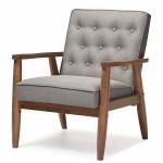 Grey Wooden Dining Room Chairs Mid Century Retro Modern Fabric Upholstered