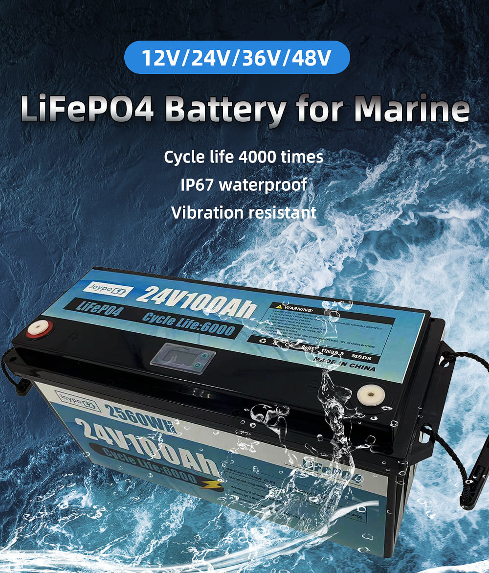 Long Life Lifepo4 Lithium 24 Volt Marine Battery 100Ah For Boat