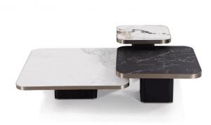 China Luxury Ceramic Marble Ceramic Coffee Table Ensemble Blends Classic Contemporary on sale