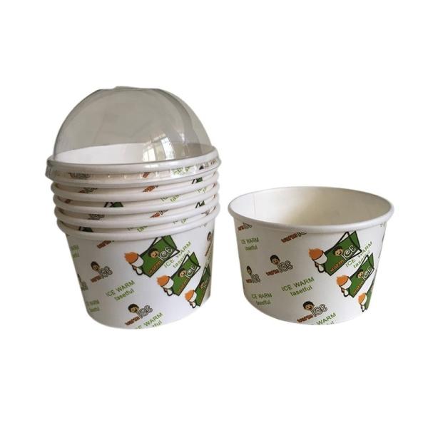 Compostable 120ml Paper Bowl White Kraft PLA Coated Disposable Paper Ice Cream