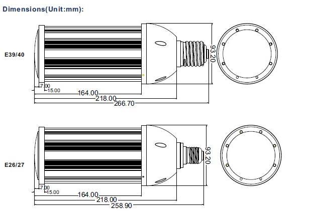 high lumen 130LM/W E27E40E26E39 60W led street light lamp led corn light smd5630 cri>80 3 years warranty CE ROHS