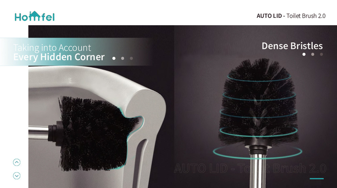 Stainless Steel Flip Lid Toilet Brush And Holder For Household Toilet Cleaning Essentials
