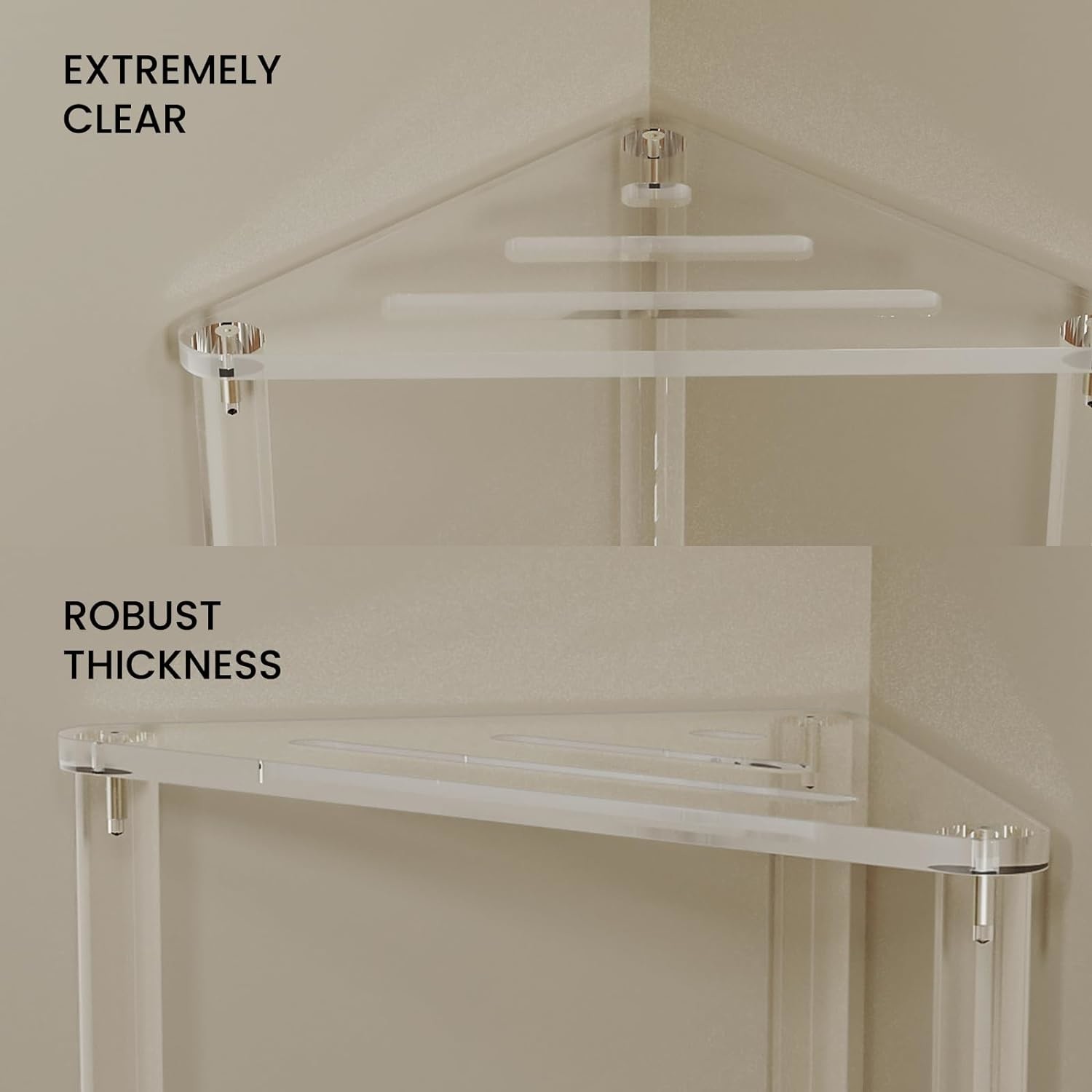 Bespoke Detachable Clear Acrylic Corner Table Lucite Shower Stool for Bathroom