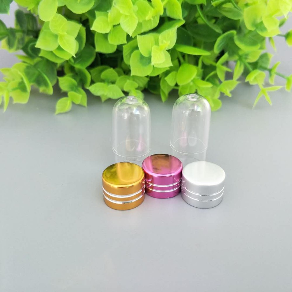 Silver ISO9001 Clear Pill Bottles With Aluminum Bullet Cap