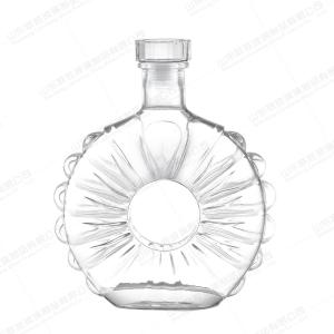 China 700ml Glass Vodka Bottle with Clear Round Shape and Glass Collar Material wholesale