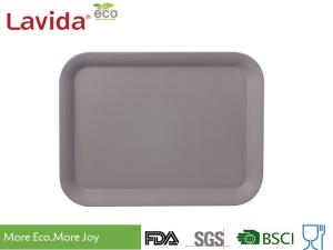 China Hot sell Popular Solid color Biodegradable Eco Bamboo Fiber Tray Wooden Meal Serving Tray Melamine solid color Tray wholesale