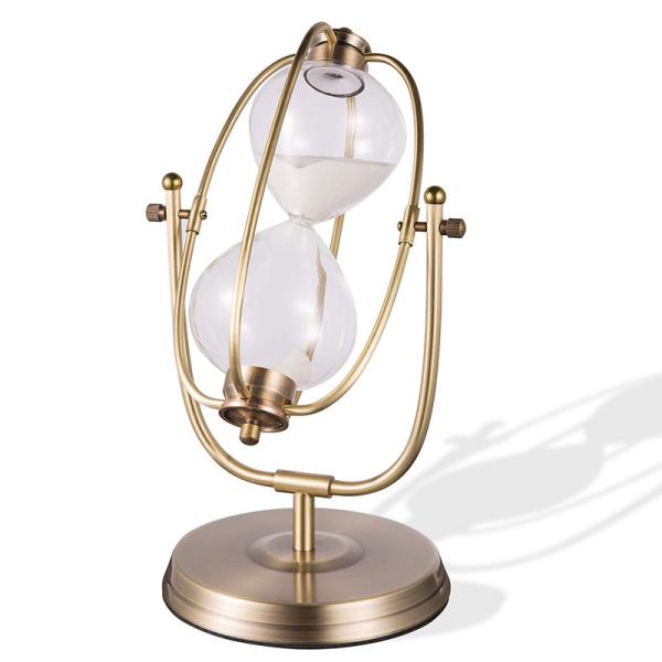 30 Minute 60 Minute Large Antique Brass Hourglass , Rotating Sand Timer