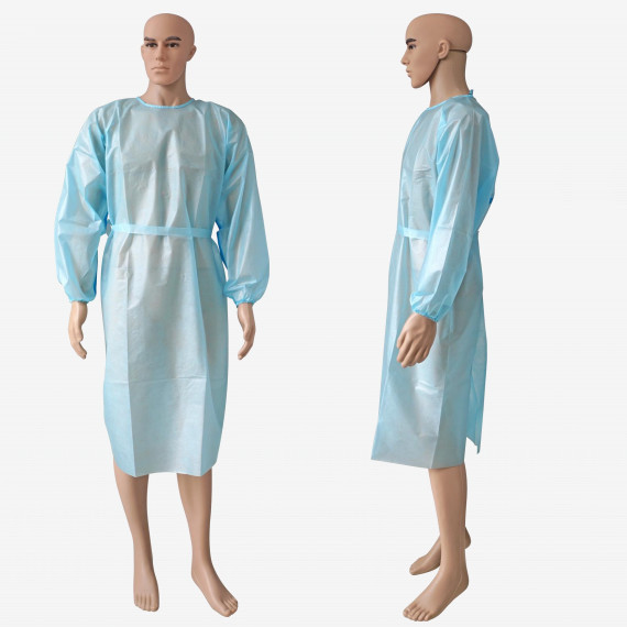 Blue PP PE Waterproof Disposable Surgical Gown With Elastic Cuffs
