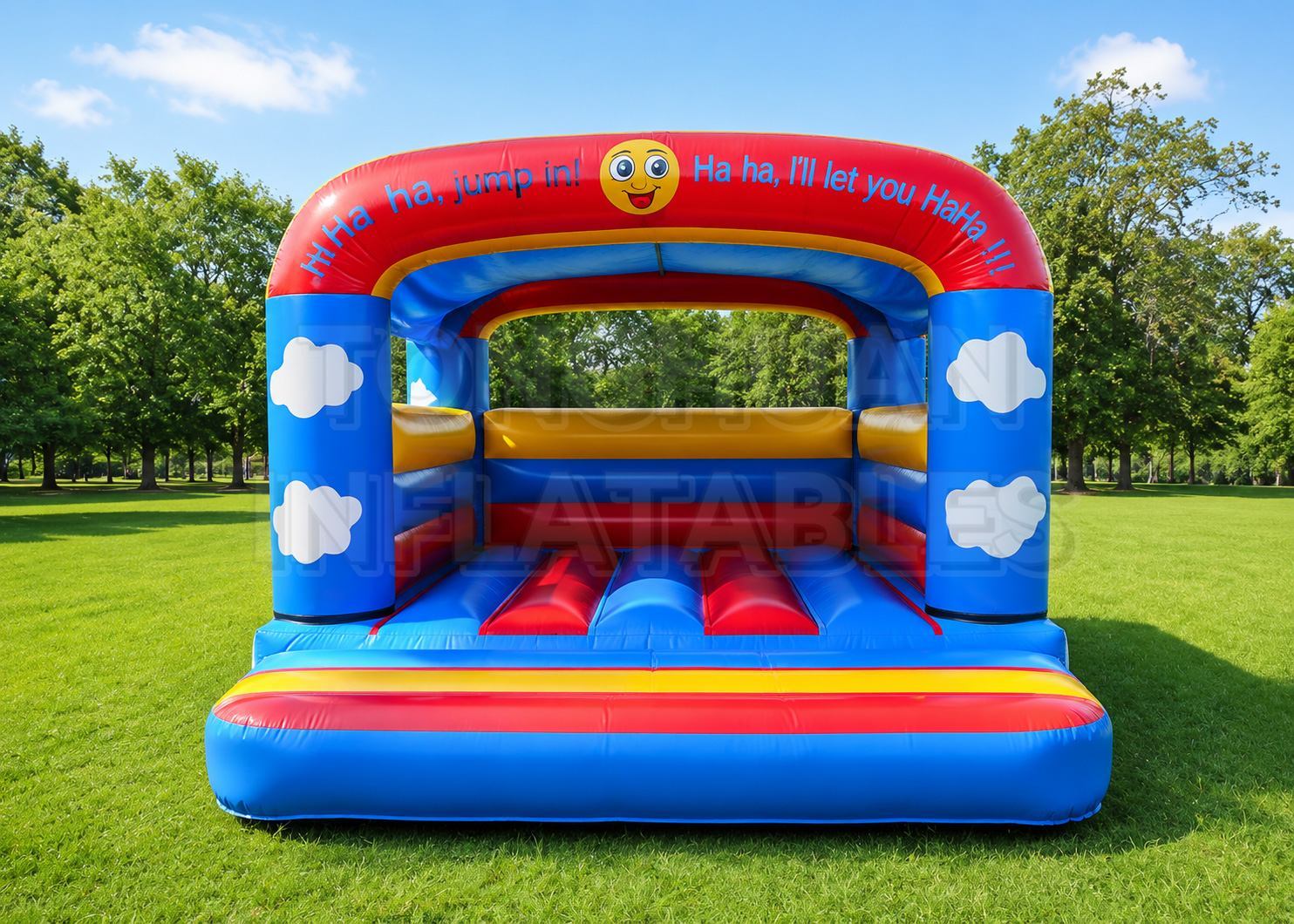 Rainbow Cloud Inflatable Bouncer with Bright Colors for Kids Parties Schools Parks and Rental Events