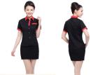 Red And Black Color Restaurant Staff Uniform Cotton New Polo Style For