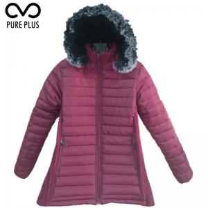 China Windproof Ladies Light Padded Jacket , Metallic Womens Down Jacket Long Hoodies wholesale
