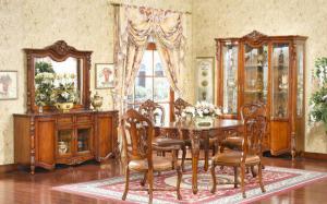 China Villa European Style Dining Room Furniture Solid Wood Table And Chair Set on sale