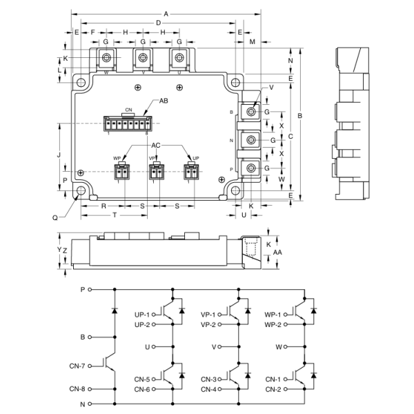 CM200RL-24NF 1200V 200A Dual IGBT Module Low VCE(sat) High Short Circuit Ruggedness Low Switching Loss For Industrial Motor Drives and High Power UPS