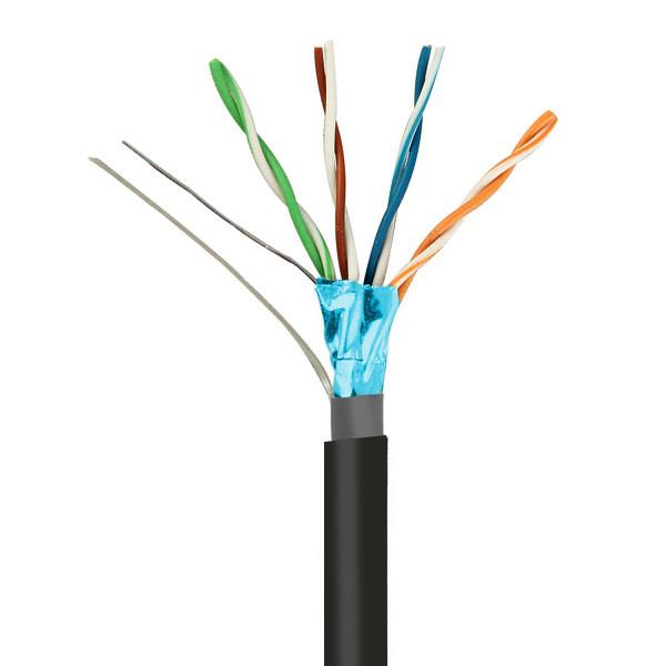 24 AWG 100MHz CAT5E FTP CAT5E Cable Outdoor PE 0.47mm Solid Copper Pass Fluke