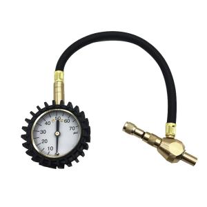 China 70 Psi Tyre Pressure Gauge Hose Rapid Deflate Bottom Mechanical Pressure Gauges wholesale