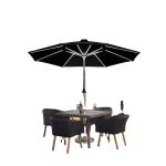 General European Style Solar Energy USB Rechargeable Steel Patio Umbrella with 3