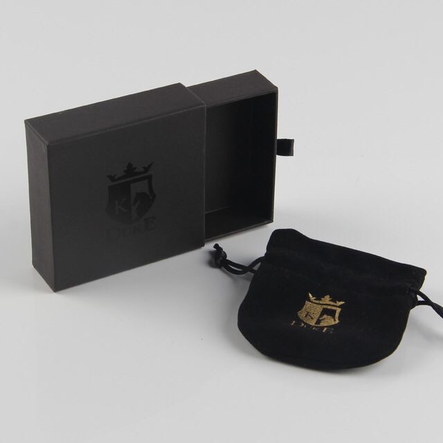 Custom Black Jewelry Paper Box With Bag Necklace Sliding Gift Box Ribbon Tab