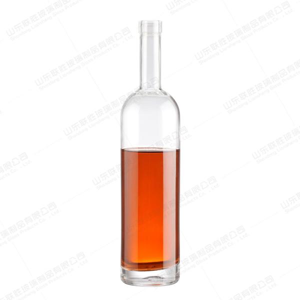 Glass Collar Brandy Alcoholic Beverage Whiskey Bottle with Acceptable Customer's