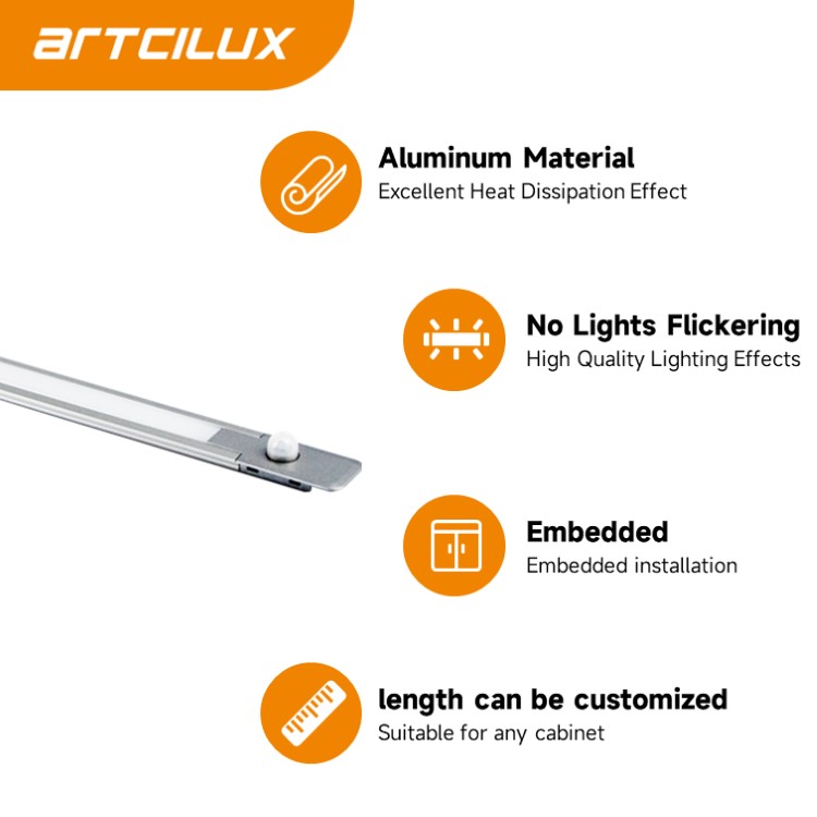 Alunimiun Wardrobe Cabinet Strip Light SMD2835 60PCS/M LED Concealed Strip Lighting