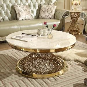 China 304 Stainless Steel Hotel Coffee Table Modern Luxury Round Coffee Table wholesale