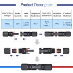 AWG 14-10 Solar Panel Wire Connectors Multipurpose 6 Pairs for outdoor