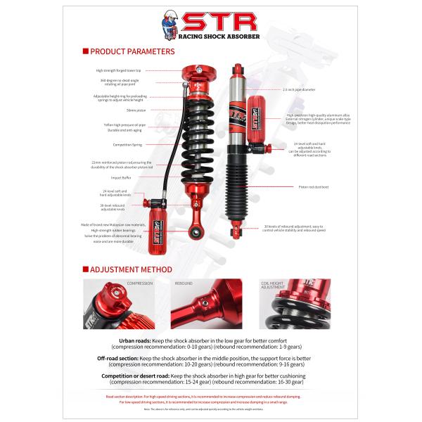 BAW BJ40 OE Shock Absorber 24 Stage Compression Adjustable Shock Absorber