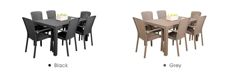 Custom Logo Nordic Plastic Rattan Dinning Table and Chair Set for Leisure Stackable Design