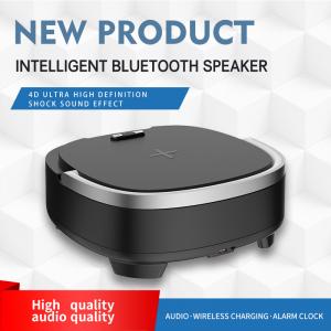 China Stereo Wireless Phone Charger Speaker , Fast Bluetooth Charging Alarm Clock wholesale