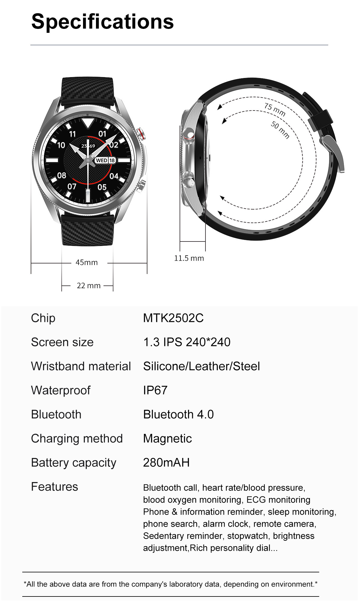 DT91 Men Smart Watch Waterproof Smartwatch Bluetooth Smart Phone Watch Sports Wristwatch Men Women
