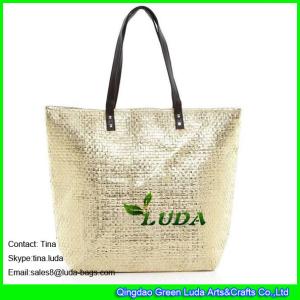 China LUDA cute purses for sale metallic paper cloth fabric straw beach totes wholesale