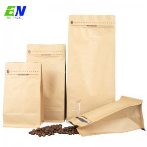 China Recyclable Custom Printed 8 Side Seal Flat Bottom Coffee Beans Packaging Bags With Valve And Zipper wholesale