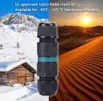 Ip68 Waterproof Electrical Connector 3-Pin Connector For 5-12 Mm Diameter Cable