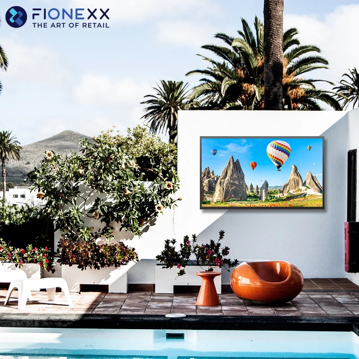Full Sun Waterproof QLED TV 4k Television HD All Metal Housing IP65 Outdoor TV True Outdoor TV. Rainproof 4K HDR TV.