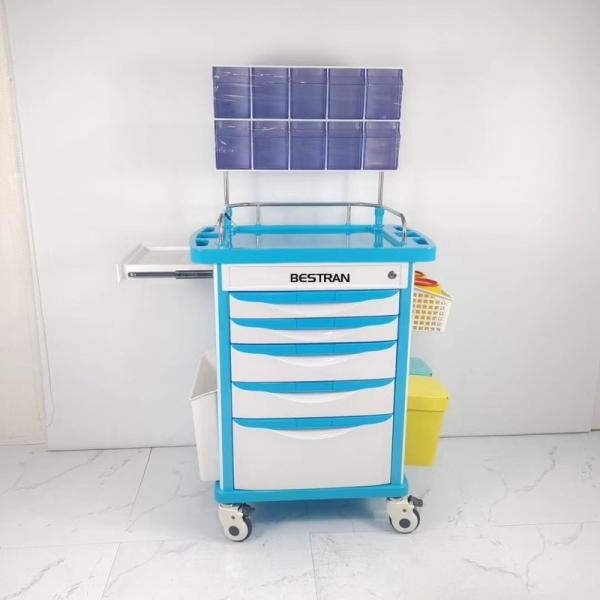 ABS Anesthesia Medical Trolley With 5 Locking Drawers Inside Dividers Compartmen