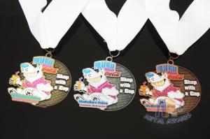 China Soft Enamel Sports Medals And Ribbons With Black Nicekl Plating , Sublimated Ribbon wholesale