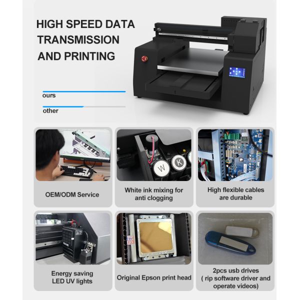 KECAI 4050 UV Printer A2 Fast Shipping 2-head Xp600 Printing Machine Direct UV Flatbed Printer for Acrylic PVC Bottle Mug